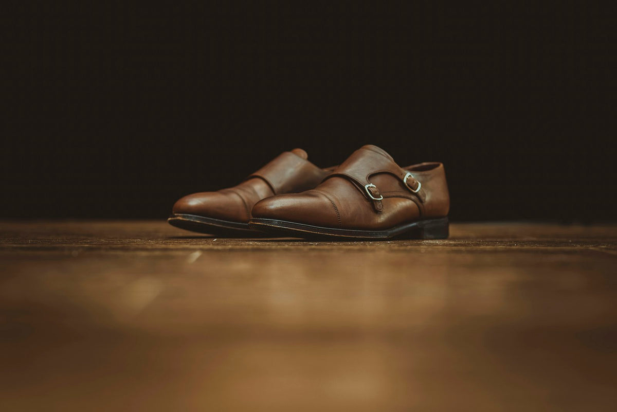 Brown leather penny loafers