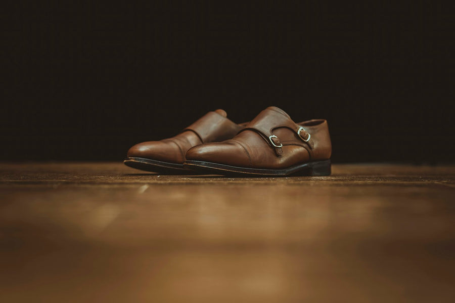 Brown leather penny loafers