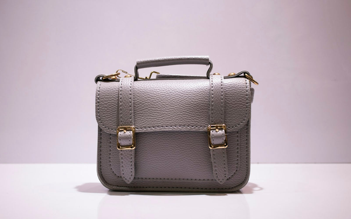 Leather briefcase satchel with buckles